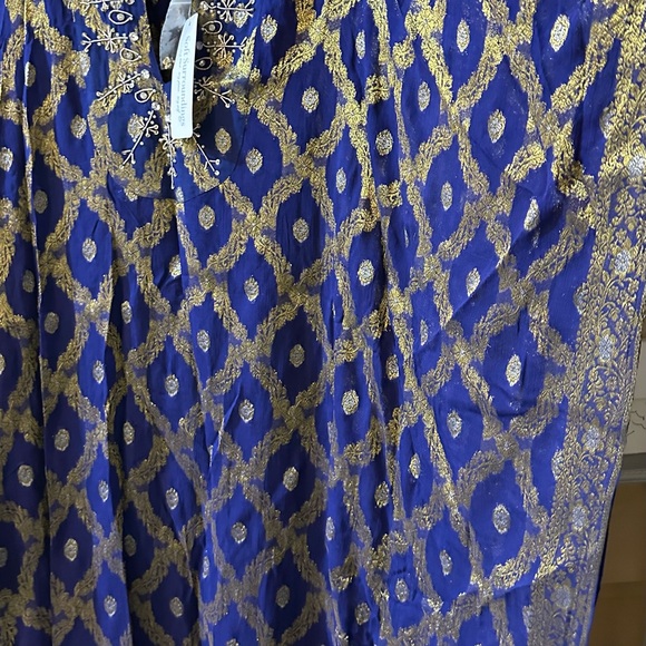Soft Surroundings Blue and Gold Embroidered Top - Picture 6 of 6